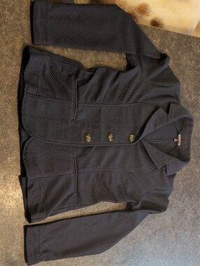 Kerrits Equestrian Waffle Weave Navy Fitted Show Jacket Horseshoe Child Medium